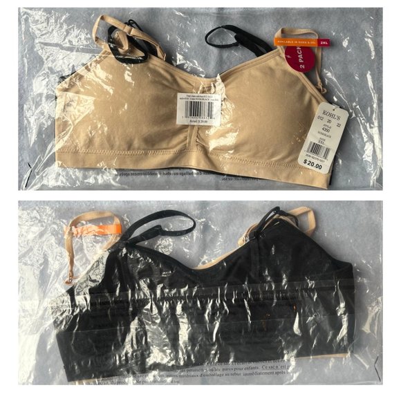 🥰 NWT Maidenform Girl Seamfree Ruched Crop Bralette - 2 Pack - size XXL 🥰 - Picture 2 of 9